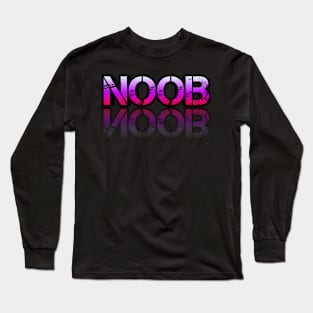 Noob - Graphic Typography - Funny Humor Sarcastic Slang Saying - Pink Gradient Long Sleeve T-Shirt